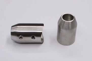 25509 - Querstabhalter aus Edelstahl, geschliffen K240, für Rohranschluss Ø 42,4 mm, mit Kopfbohrung für Stäbe Ø 12 mm