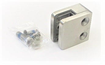 82600 - Glashalter aus Edelstahl 45 x 45 x 26 mm, geschliffen K240 mit ABZ