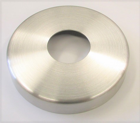 Edelstahlrosette geschliffen K240  Außendurchmesser 125 mm, mit Mittelloch für 48,3 mm Rohr