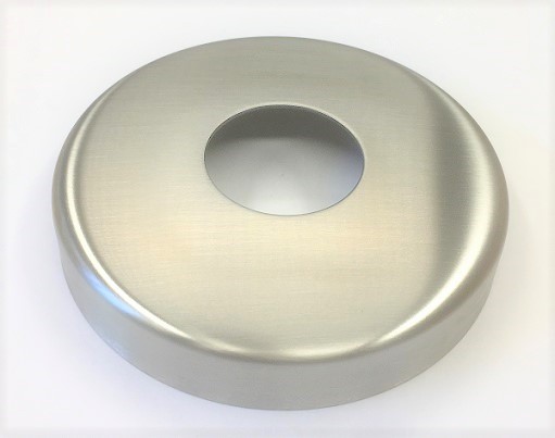 Edelstahl-Rosette Ø 105 x 1,5 mm, gelocht mit Mittelloch Ø 43 mm, Ausführung KB, geschliffen K240