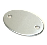 ovale Platte V2A 85 x 60 x 5 mm, einseitig K240 geschliffen, 2 Befestigungslöcher Ø 8,5 mm auf Lkr. 55 mm               m