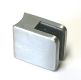 Glashalter aus V4A 43 x 43 x 24 mm, Anschluss an Rohr Ø 42,4 mm, geschliffen K240