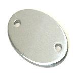 ovale Platte aus Edelstahl 85 x 60 x 5 mm, einseitig K240 geschliffen, 2 Befestigungslöcher Ø 8,5 mm auf Lkr. 55 mm               m